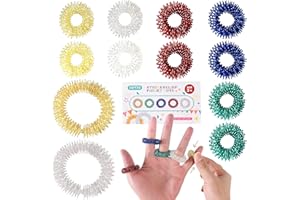 ZQFTZQ Spiky Sensory Finger Acupressure Rings - ADHD Silent Fidget Toys Pack, Bracelets Set, Stress Relief and Anxiety Message Ring, Quiet Fidget Tools for Kids Adults Stress Reducer