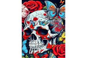 ijbnhd 5D Skull Diamond Art Kits for Adults Skull Diamond Painting Kits for Adults Beginners Full Drill Round Rose Gem Art for Crafts Home Wall Decor Gift 12x16inch