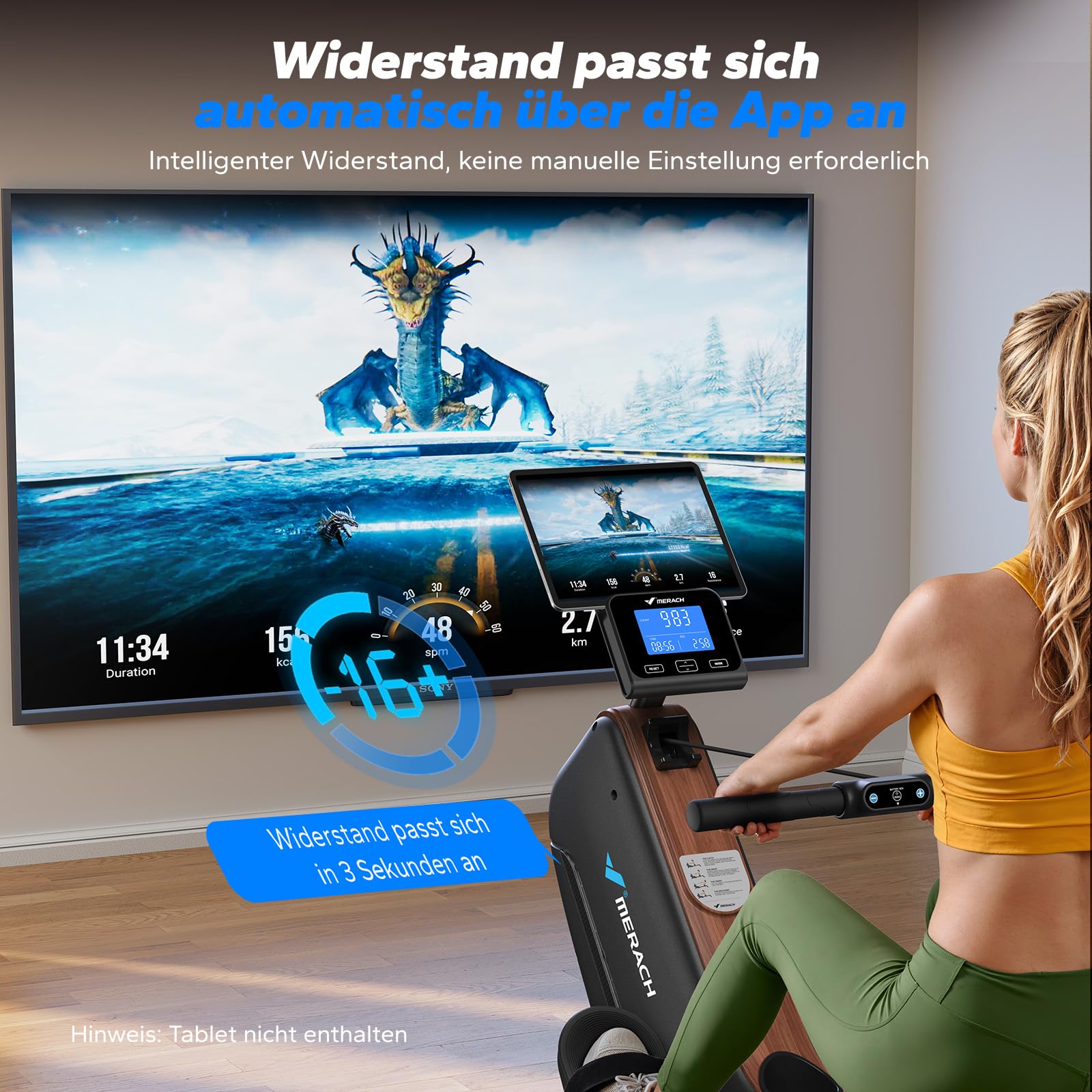 MERACH Rudergerät für Zuhause Klappbar, Aufgerüstetes Selbstversorgendes, Leises Magnet Rudermaschine, Verbesserte & Verlängerte Führungsschienen Sorgen für Mehr Bewegungsfreiheit(R15B4) 4