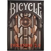 Bicycle Evolution 2.0 Playing Cards, Poker Size Custom Index, Cyber Metallic Red/White/Grey Back Design, Includes Gaff &amp; Jokers, Premium USPCC Deck for Cardists, Magicians &amp; Collectors