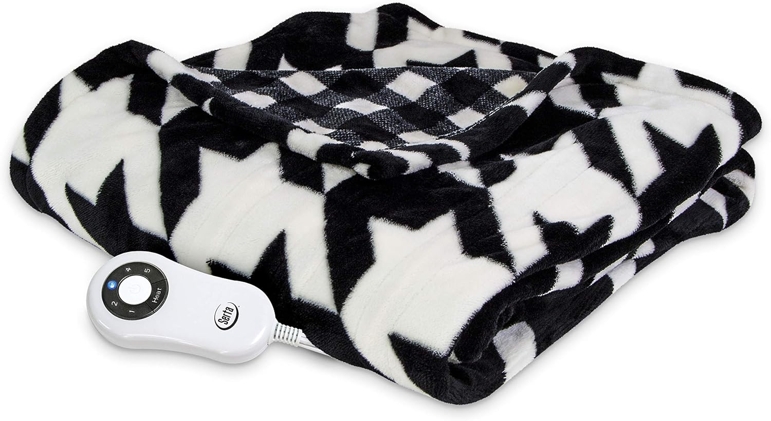 Serta Heated Electric Silky Plush Printed throw with 5 setting controller Buffalo Check/Red Model 0917: Home & Kitchen