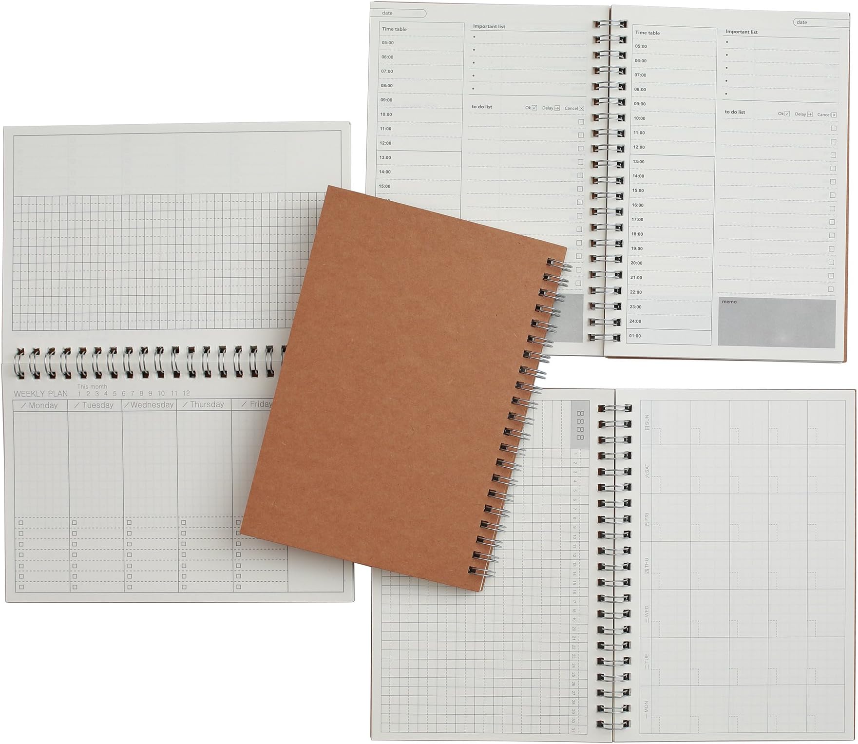 Time Management Manual and Planner - Set of Three - 48 Sheets - 130 Millimeters by 190 Millimeters - Daily, Weekly and Monthly Planning - Get Your Life Organized