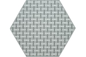Furnish my Place Union Indoor/Outdoor Commercial Grey Color Rug, Pet-Friendly, Baby Nursery Mat, Home Décor Rug for Living Room, Playroom, Made in USA - 8' Hexagon