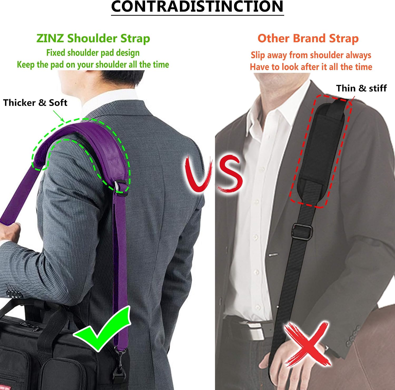 ZINZ Shoulder Strap Replacement Padded Adjustable Bag Strap for Tote Messenger Duffle Bags,Purple,57 inch - Image 5
