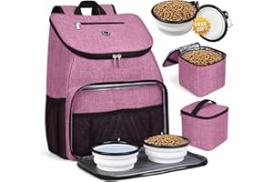 BAGLHER丨Dog Travel Bag, Airline Approved Pet Supplies Backpack, Dog Travel Backpack with 2 Silicone Collapsible Bowls and 2 Food Baskets