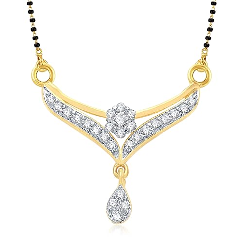 VK Jewels Classic Gold and Rhodium Plated Alloy Mangalsutra for Women made with Cubic Zirconia - MP1013G [VKMP1013G]