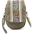 Goodhan Embroidery Canvas Crossbody Bag Cell phone Pouch Coin Purse for Women