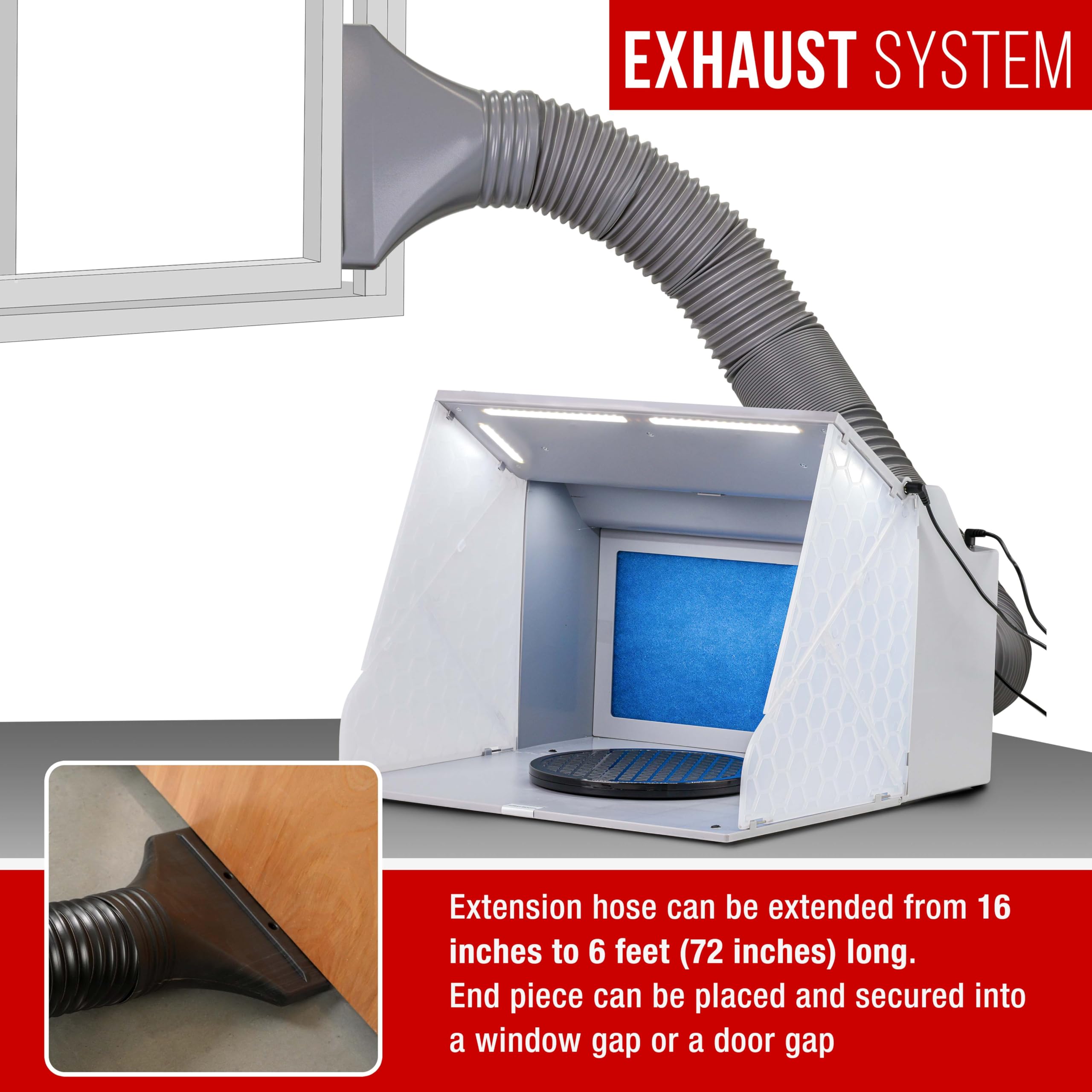 Master Airbrush Portable Airbrush Spray Booth Kit with Dual Exhaust Fans, 4 LED Lights, Turntable & Extension Hose, 16