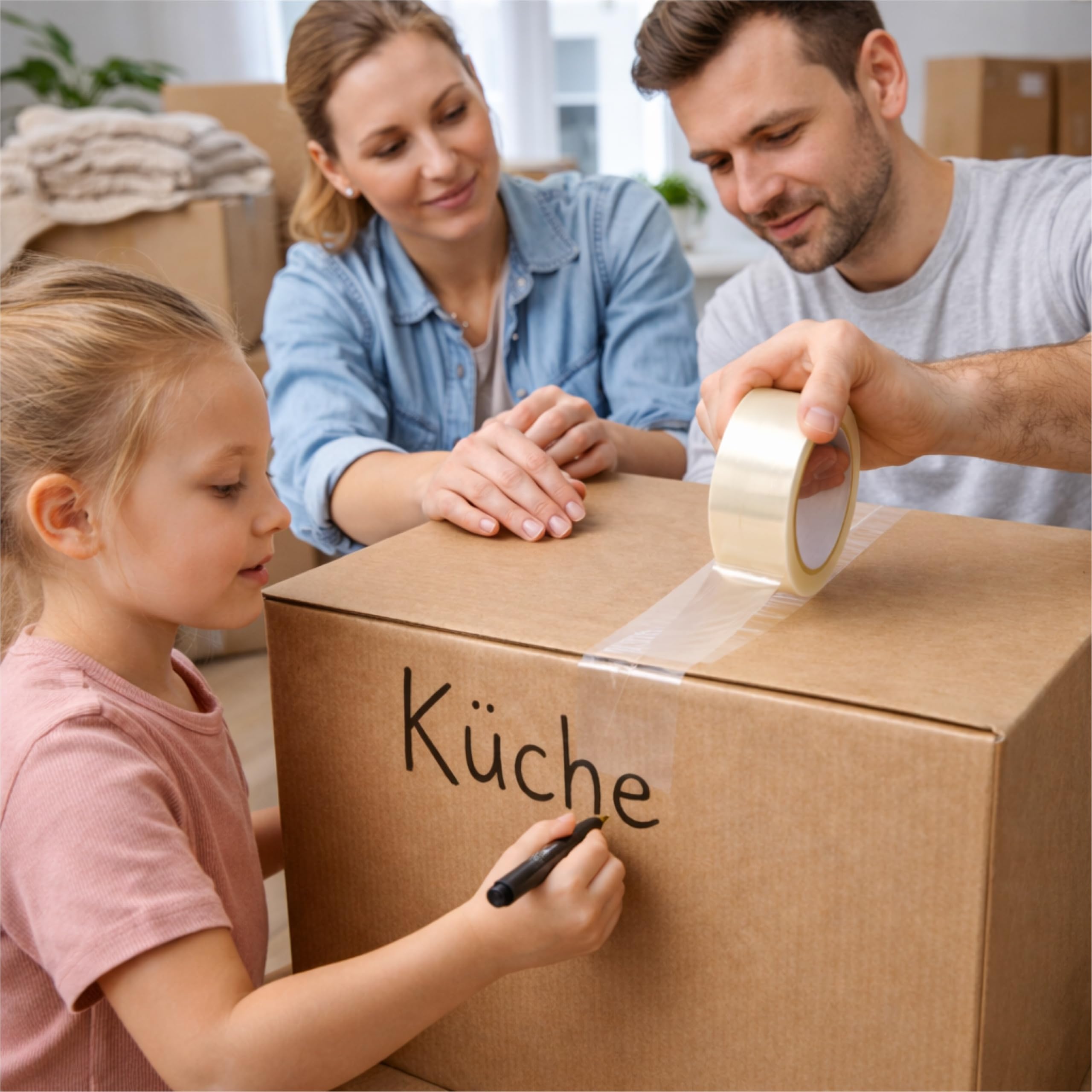 TK Gruppe Timo Klingler 6x Klebeband klar 66 Meter - extra stark - transparent - Packband Paketband Paketklebeband Verpackungsband für Verpackungen wie Pakete, Paketbandabroller 4