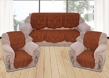 Yellow Weavestm 6 Piece Coffee Brown Sofa & Chair Cover Set