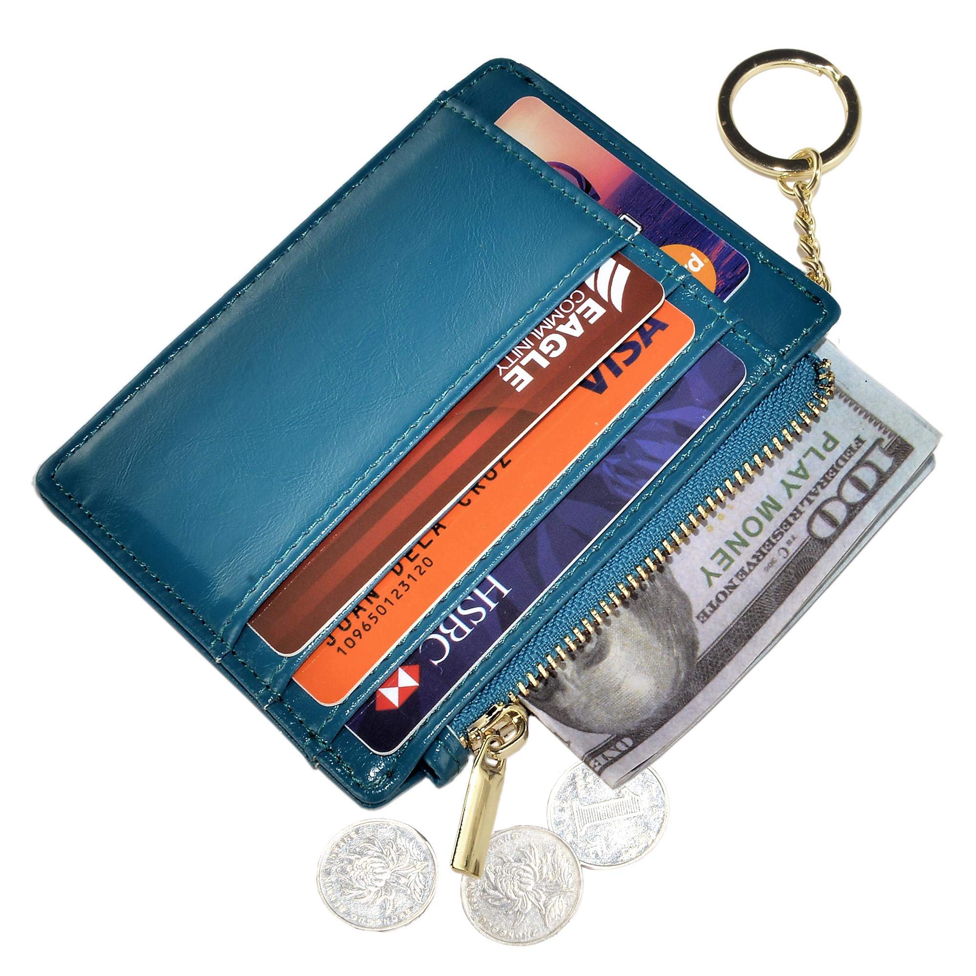 woogwinWomens Slim RFID Credit Card Holder Mini Front Pocket Wallet Coin Purse Keychain