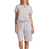 Karen Neuburger womens Keyhole Short Sleeve Top and Bermuda Short Pajama Set