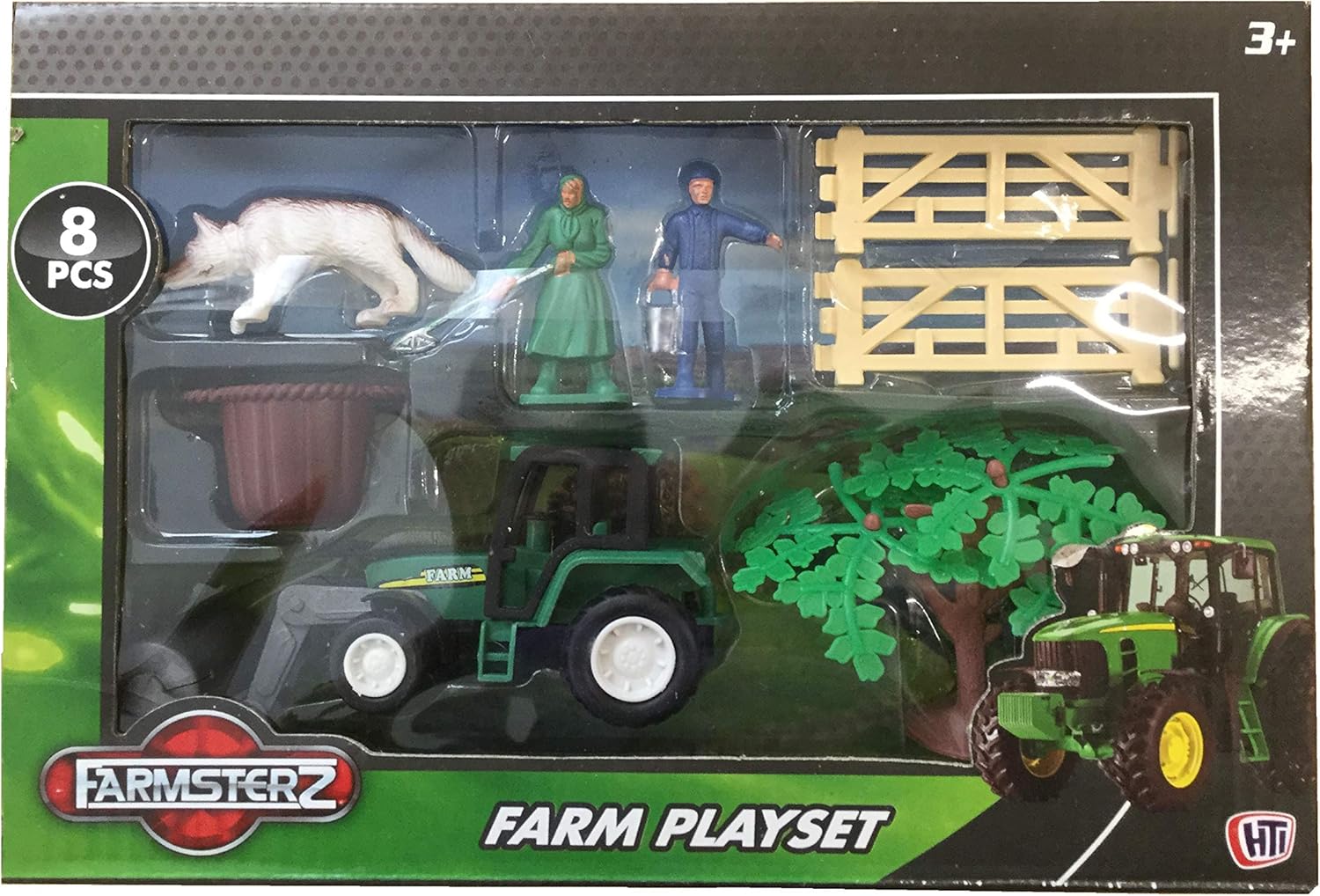 8 Piece Farm Playset Tractor & Accessories Farm Toys Boys Toys