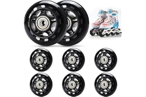 TOBWOLF 8 Pack 64mm 82A Indoor Inline Skate Replacement Wheels, Kids Indoor Skating Wheels with ABEC-7 Bearings, Luggage Whee