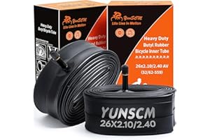YUNSCM 2-PCS 26" Heavy Duty Bike Tubes 26X2.10/2.40 AV32mm Schrader Valve (52/62-559) Bicycle Tubes Compatible with 26 X 2.10 26 X 2.125 26X2.20 26X2.25 26X2.30 26x2.35 26X2.40 Bike Bicycle Tire Tubes