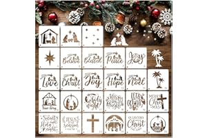 BOQON Christmas Stencil Christian Reusable Drawing Bible Stencils for Painting on Wood Crafts Cookie Canvas Shirts Ornament (26 Christmas 3in)