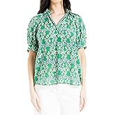 Max Studio Womens 3/4 Sleeve Collared Blouse