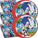 Unique 32 Pack Sonic Plates and Napkins - Sonic Birthday Party Decorations - 32 Plates and 32 Napkins - Party Supplies - Officially Licensed