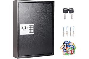 UMEKEN Key Box Wall Mount 100 Position Valet Digital Key Cabinet Lock Box with Code, Electronic Key Holder Lockbox with Key Tags, Key Organizer Locker Box, Black, 15.75" x 4.72" x 21.65"
