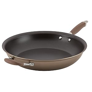 Anolon Advanced Bronze Hard-Anodized Nonstick Large Skillet with Helper Handle, 14-Inch
