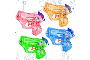 FIKAMD Mini Water Gun for Kids Toddler- 4 Pack Small Water Guns 5-7M Long Range Super Water Soaker Squirts Blasters Gun, Outdoor Toy Water Summer Beach Pool Party Favors Bath Water Guns Toy for Girl Boy Kids
