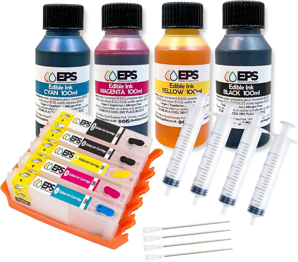 Edible Print Supplies Refill Kit for Canon TS705a 580/581 Refillable Cartridges
