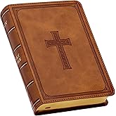 KJV Holy Bible, Compact Large Print Faux Leather Red Letter Edition - Ribbon Marker, King James Version, Saddle Tan