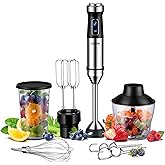 GDOR Hand Blender 1000W, 6-in-1 Immersion Blender Handheld with 20 Speed and Turbo Mode, With Dough Hooks, Egg Beaters, Whisk