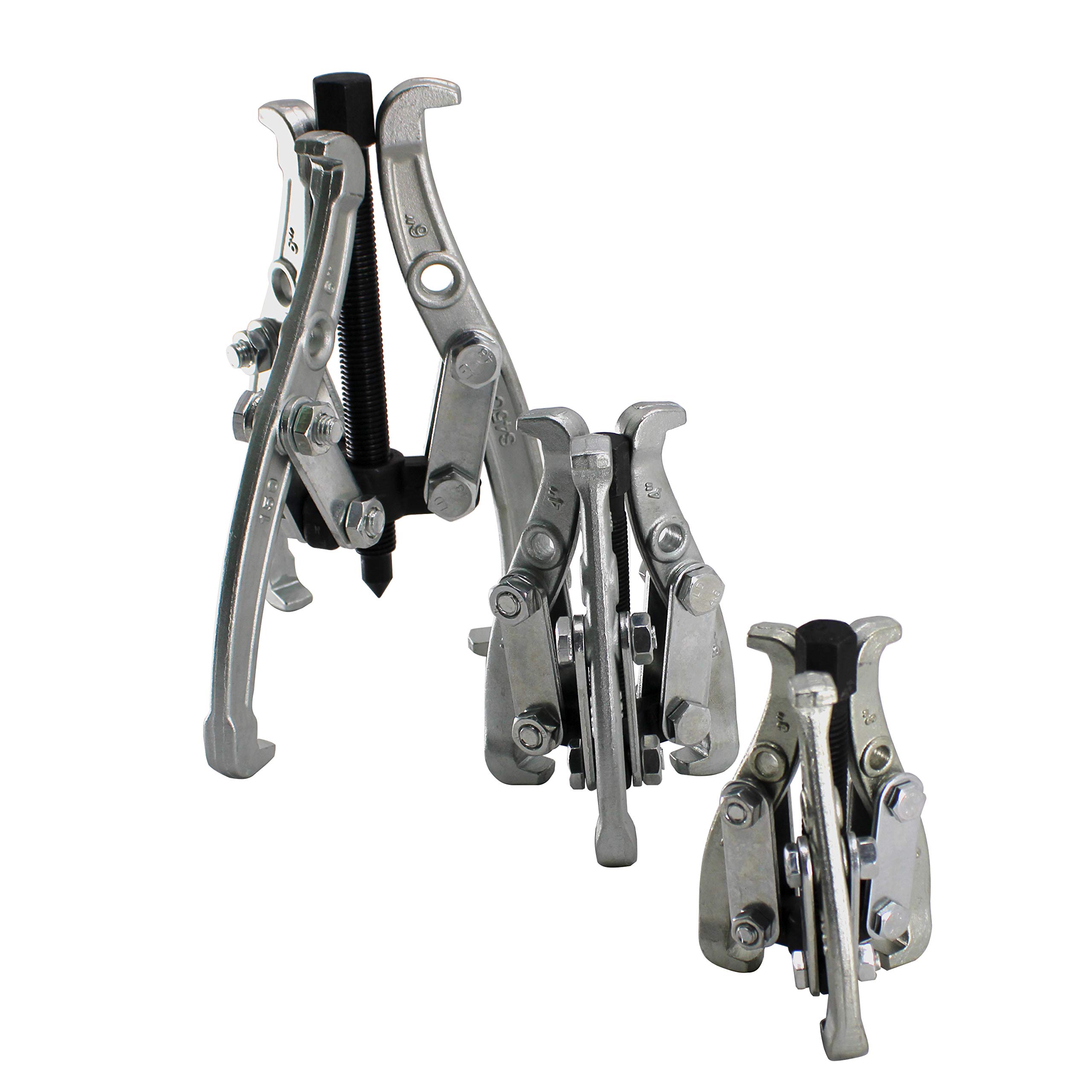 HFS(R 3-Jaw Gear Puller Set โ 3in, 4in, and 6in Removal Tool Kit for Slide Gears, Pulley, and Flywheel