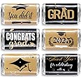Pajean 120 Pcs 2025 Graduation Candy Bar Wrappers Mini Graduation Party Candy Favor of 2025 Graduation Themed(Black, Gold)