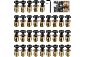 QUADAFY 34 Sets 1/4-20 X 3/4" Furniture Screw Nut Threaded Inserts for Wood, Includes Hex Spanner, Perfect for Wood Threaded Insert and Nut Fasteners