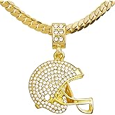 metaltree98 Football Helmet Pendant Men's 20" Miami Chain Gold Plated Iced Necklace MCP 1049 G