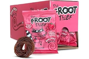 The FROOT Thief Real Fruit Snack Whips, Strawberry, Nut Free, Perfect for School Lunches and Snacks, Individual Bags Kids Snacks, 24 Pack
