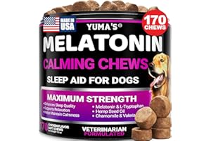 YUMA'S Melatonin for Dogs - 170 Melatonin Chews for Small and Large Dogs - Puppy Sleep Aid - Natural Calming Treats for Stress Anxiety Relief - Canine Sleeping Pills - Thunder, Fireworks, Chewing, Barking