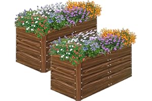 SnugNiture 2 Pcs 4x2x2FT Raised Garden Bed Galvanized Planter Garden Boxes Outdoor, Deep Root Planter Raised Bed for Vegetables Flowers Herbs,Brown