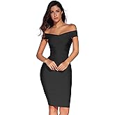 meilun Women's Rayon Off Shoulder Bandage Bodycon Party Dress