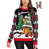 LANPULUX Ugly Christmas Sweaters for Women Pullover Christmas Sweater Funny Novelty Sweater Tops Knitted Party Jumper