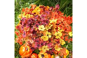 trytuny Artificial Flowers for Outdoor,14pcs Orange Autumn Artificial Flowers,Artificial Fall Flowers for Outdoors Fake Faux Plastic Plants for Home Garden Outside Porch Decor