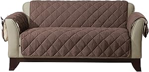 SureFit Flannel/Sherpa - Loveseat Slipcover - Chocolate