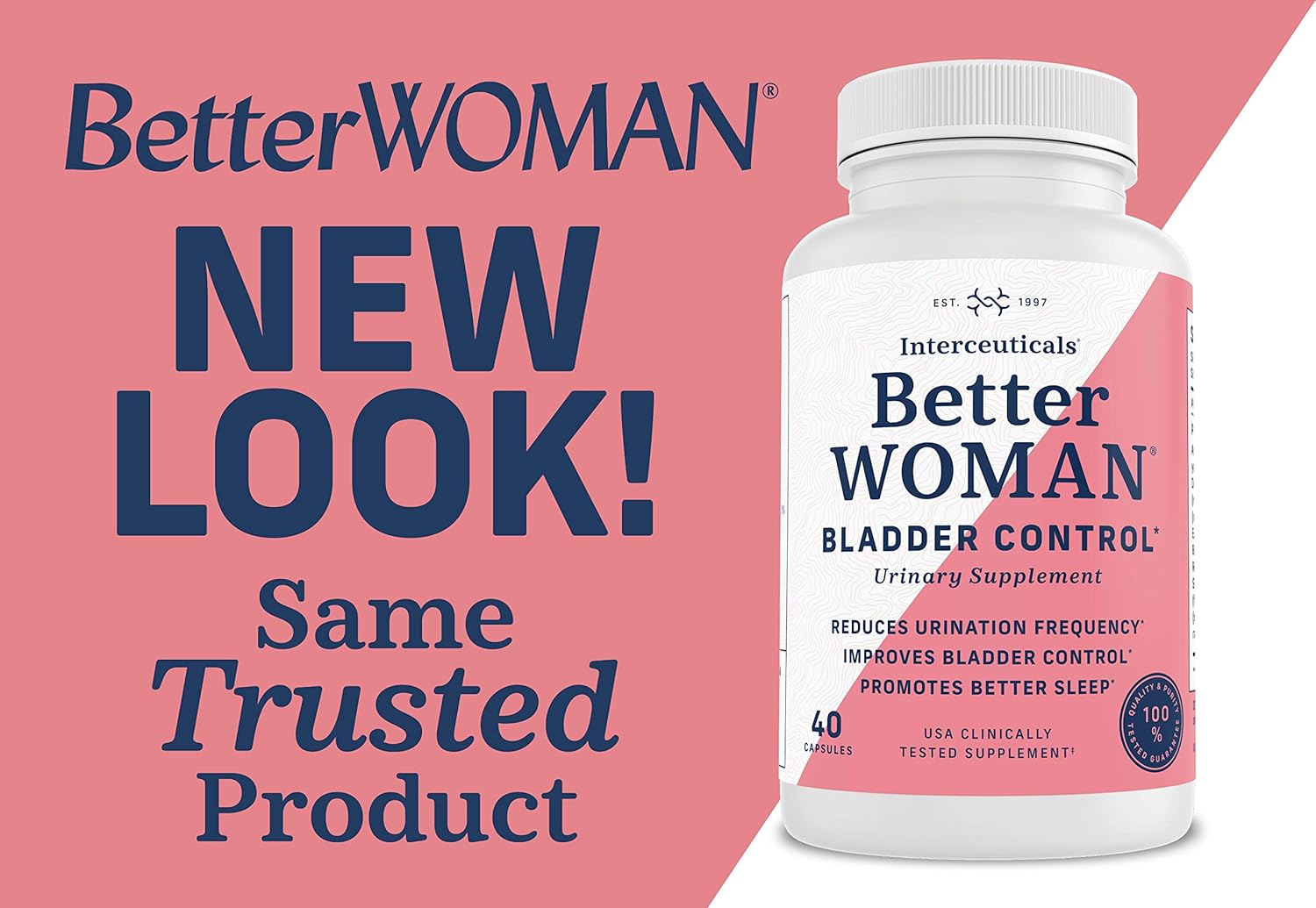 BetterWOMAN Bladder Control Supplement for Women- Helps to Reduce Bathroom Trips - Sleep Better at Night –Reduce Urgency and Occasional Leakage* - interceuticals (1 Bottle): Health & Personal Care