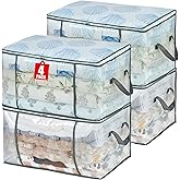 MKOKYD 80L Clear Large Storage Bag, Clothes Storage Containers for Organizing Closet, Bedroom, Underbed, Comforters, Clothing, Blankets, Pillow, Foldable Organizer with Sturdy Handle and Zippers (4)