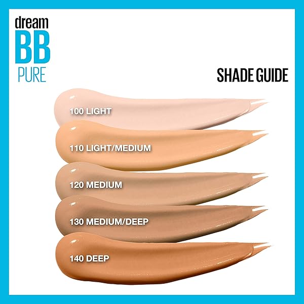MAYBELLINE DREAM PURE SKIN CLEARING BB CREAM, 8-IN-1 SKIN PERFECTING BEAUTY BALM WITH 2% SALICYLIC ACID, SHEER TINT COVERAGE, OIL-FREE, MEDIUM, 1 COUNT