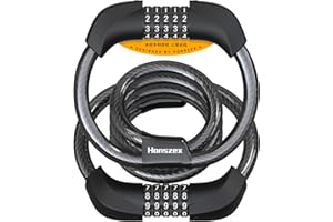 Honszex Scooter Lock, Cadenas Trotinette, Bike Lock, Cable Lock with 5-Digit Combination 105cm, Dual-Core Steel Cable Anti-Th