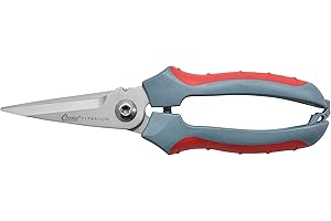 Clauss 8" Titanium Snips with Wire Cutter, Spring-Assist, Serrated Blades, Gray (18039)