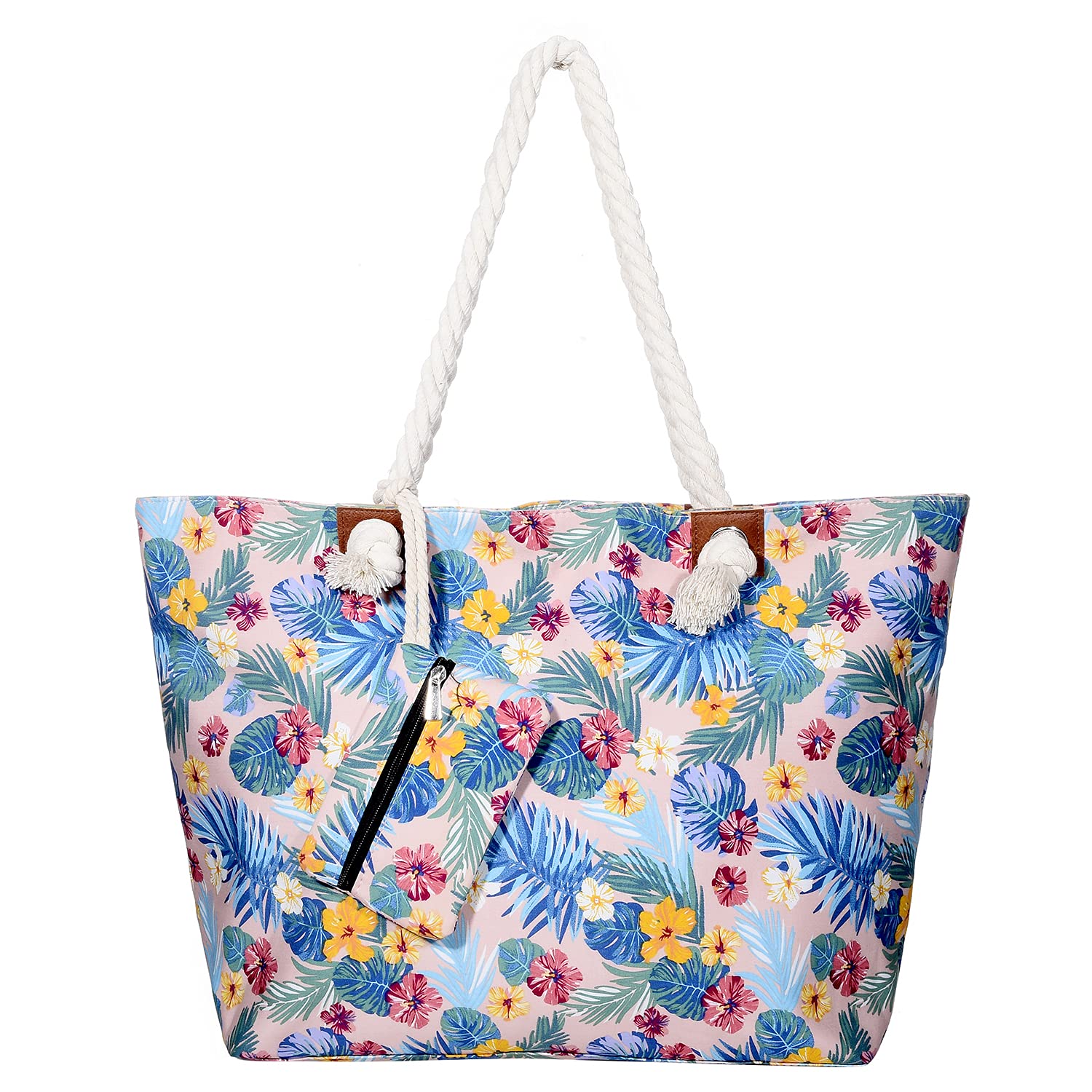 MASADA Large beach bag water resistant with zip Retro Flower