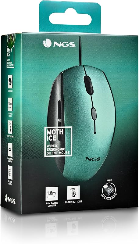 Moth Ice - Rato Ótico com Cabo USB e Adaptador USB-C Incluído