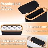 efluky 30L Bamboo Toilet Roll Storage with Lid Black view 3