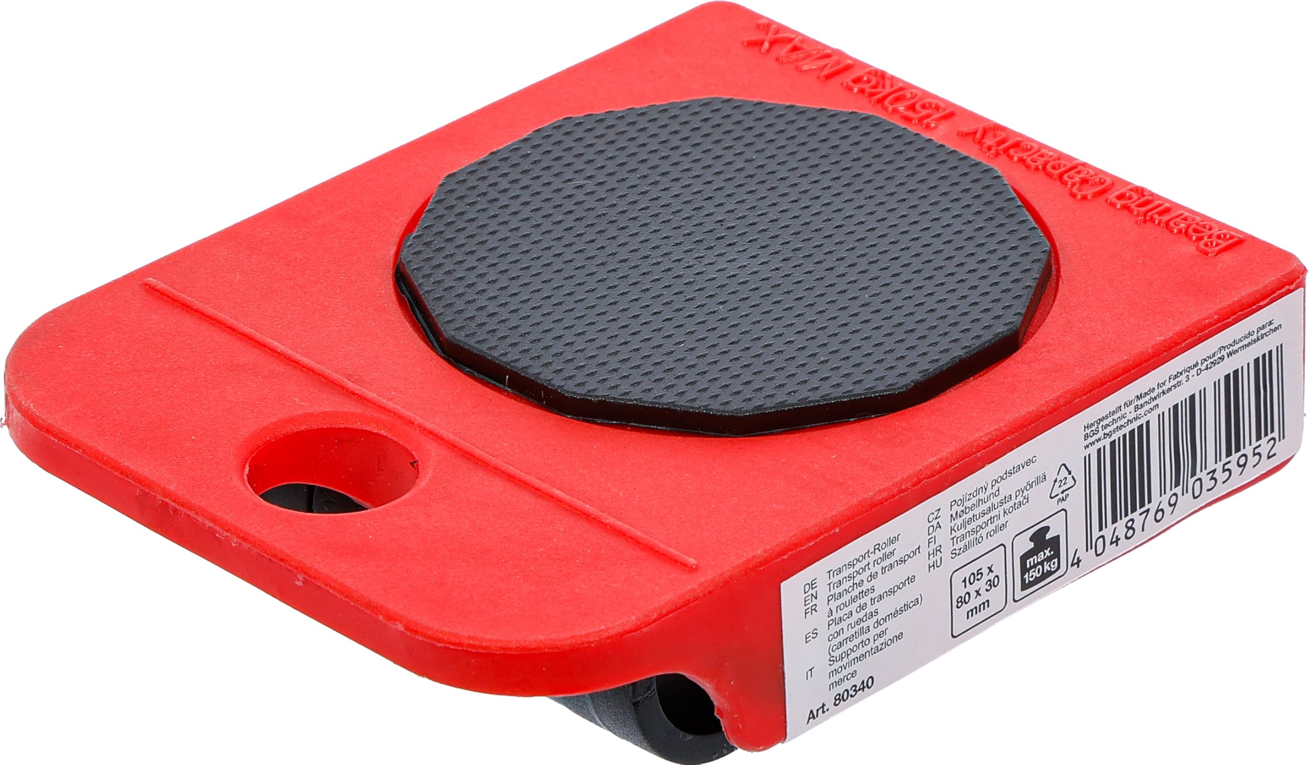 BGS Diy 80340 | Transport Roller | 80 x 105 x 30 mm | 150 kg