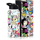 Tokidoki Unicorno Bottle 32oz Insulated Stainless Steel Water Bottle Reusable Vacuum Insulated Water Bottle Tumbler with Leak Proof Flip Bottle for Travel Office Gym (rainbow unicorno)