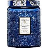 Voluspa Mediterranean Lemon Candle Jar, 18 oz, Coconut Wax Blend, Large Scented Candles for Home, 100 Hour Burn Time, Poured in The USA